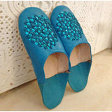 Turquoise Blue Moroccan Les Etoile Babouche Slippers - Maison De Marrakech