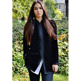 Black with Black Embroidery velvet Jacket -bohemian Jacket - Maison De Marrakech