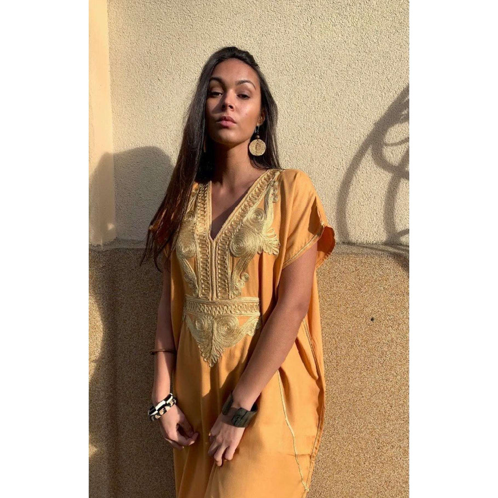 Mustard Yellow Gold Marine Kaftan Caftan & Loungewear,Mustard Yellow Gold Marine Kaftan Caftan & Loungewear