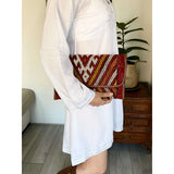 Red Moroccan  Kilim Hand Clutch & Shoulder Bag No.3,Red Moroccan  Kilim Hand Clutch & Shoulder Bag No.3