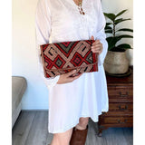 Moroccan Red Multi Colour Kilim Hand Clutch no. 4,Moroccan Red Multi Colour Kilim Hand Clutch no. 4