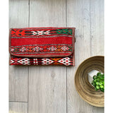 Moroccan Red Multi Colour Kilim Hand Clutch.no.2,Moroccan Red Multi Colour Kilim Hand Clutch.no.2