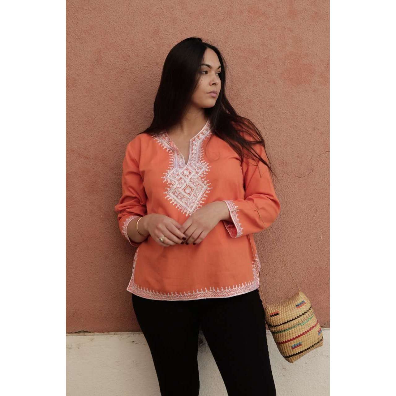 asmahan-style-orange-embroidery-tunic-maison-de-marrakech