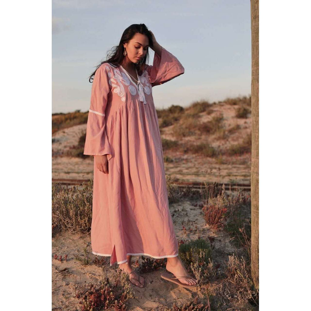 Pink Caftan Kaftan Noor Maxi Dress-moroccan kaftan - Maison De Marrakech