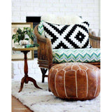 Tan Brown Moroccan Leather Pouf - Maison De Marrakech