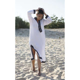 White Navy Blue Mariam Kaftan Caftan Dress-Moroccan Kaftan - Maison De Marrakech