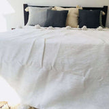White Moroccan Handwoven Bed Cover Blanket Pom Pom,White Moroccan Handwoven Bed Cover Blanket Pom Pom